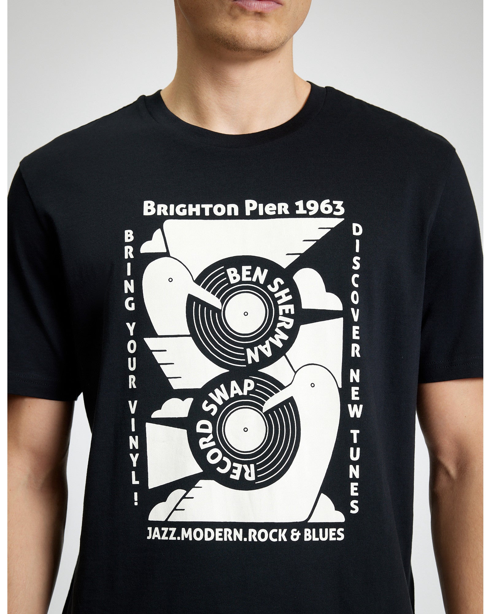 Record Swap Tee - Black - Close-Up