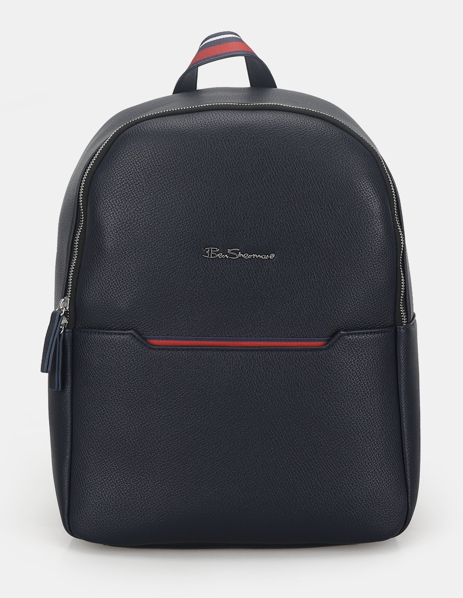 BACKPACK – navy blue with a stylish design and zipper closure.