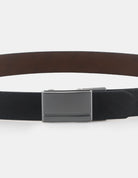 2 BUCKLE BELT SET – black and brown reversible leather belt with a stylish silver buckle.