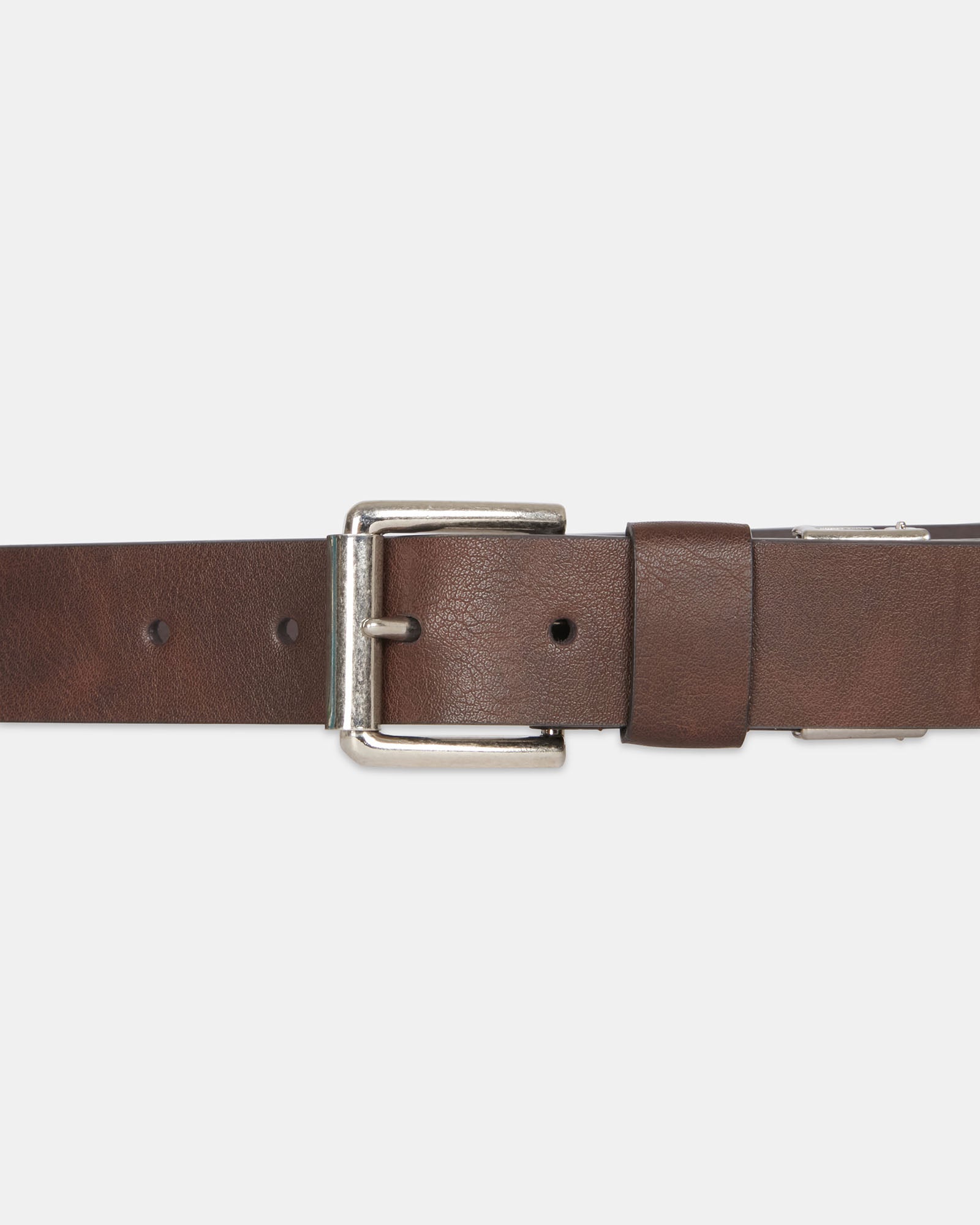 Two Belt Gift Pack – brown leather belt with silver buckle