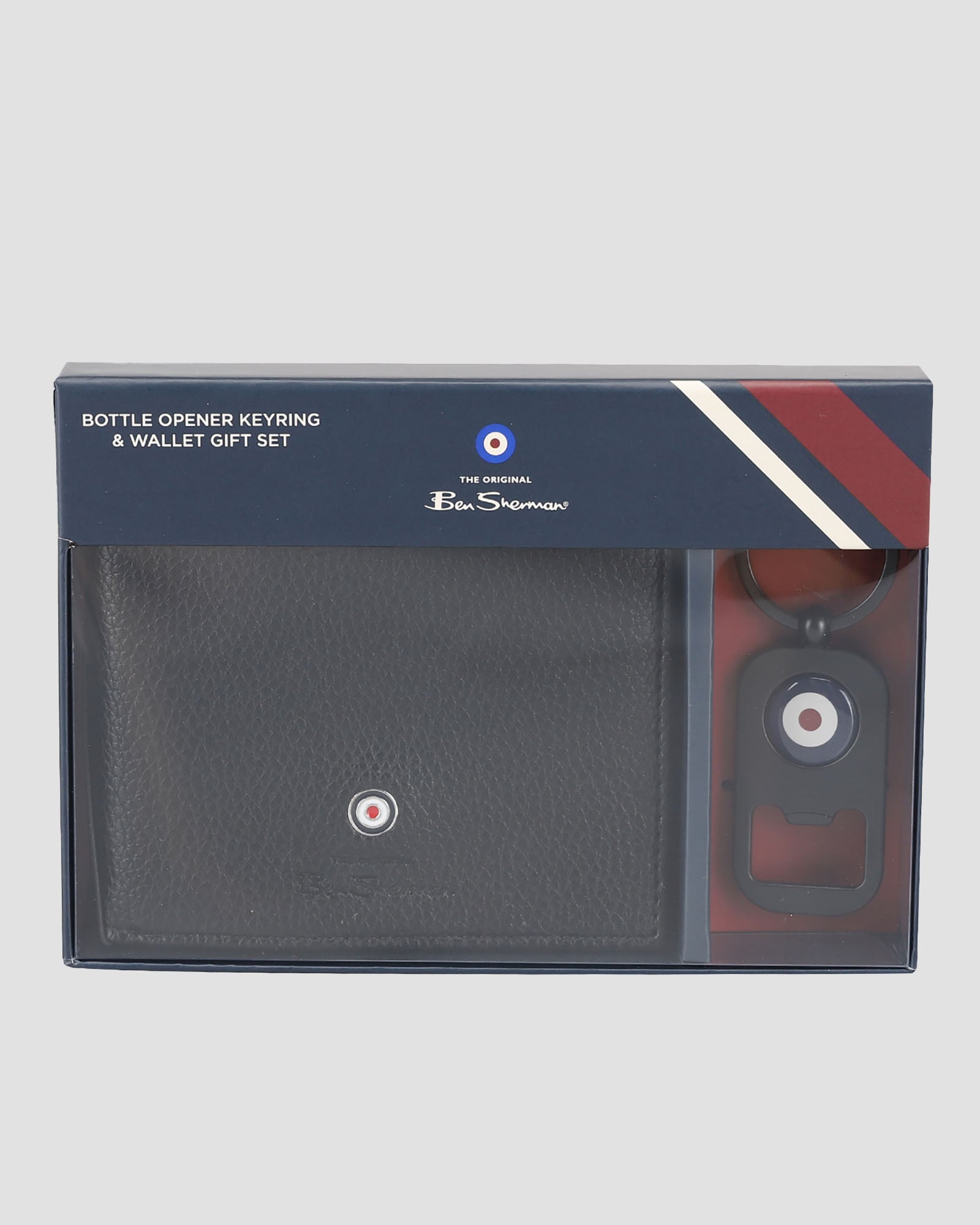 Wallet and Bottle Opener gift set featuring Ben Sherman signature target logo and stylish design.