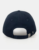 BRANDED LOGO CAP – navy blue cap back view with adjustable strap